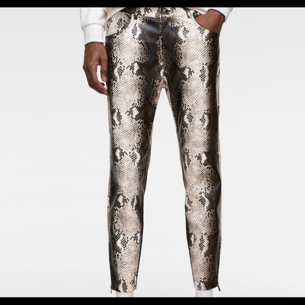 Zara snakeskin faux leather pants